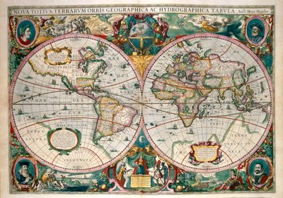 Verdenskort, Amsterdam 1633 af Gerard (after) Mercator