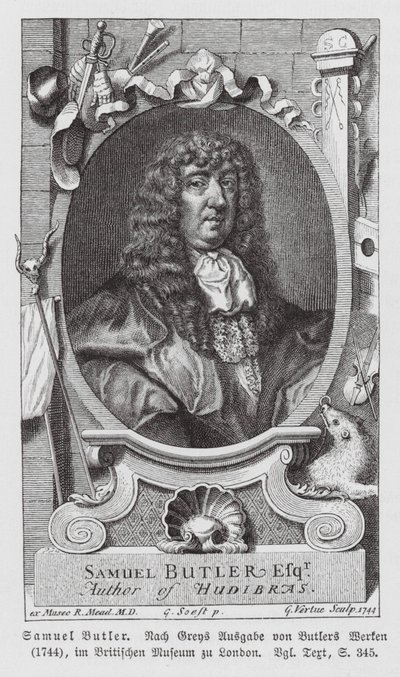 Samuel Butler, engelsk digter (kobberstik) af Gerard (after) Soest