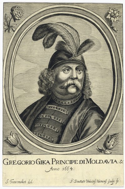 Grigore I Ghica (Ghika) (1628-1675), Prince of Wallachia par boutats, Gerard (ca. 1630-efter 1668). Kobbergravering, CA 1664, privat samling af Gerard Bouttats