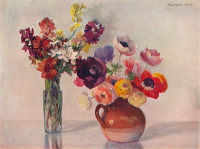 Anemoner og vægblomster, c1909 af Gerard Chowne
