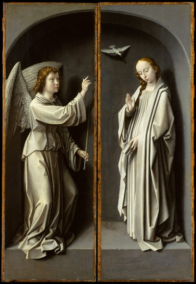 Ærkeenglen Gabriel, Jomfruen bebudede, ca. 1510. af Gerard David