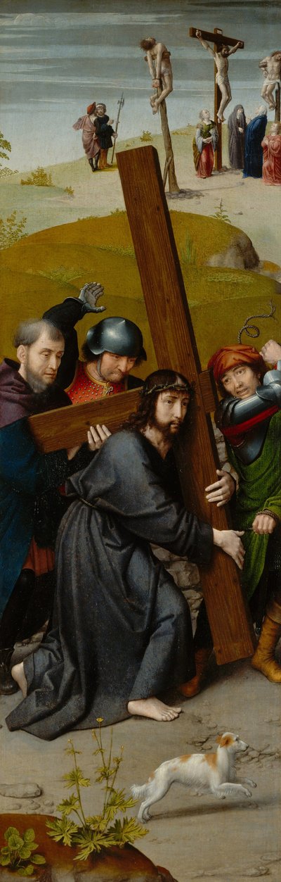 Kristus bærer korset, med korsfæstelsen, ca. 1510 (olie på egetræspanel) af Gerard David