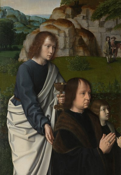 Detalje af venstre panel af Kristi dåb, ca. 1502-08 (olie på panel) af Gerard David