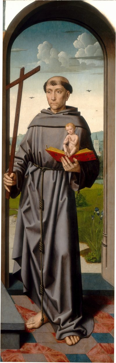 Sankt Anna-altertavlen: Sankt Antonius af Padua [højre panel], ca. 1500-1520 (olie på panel) af Gerard David