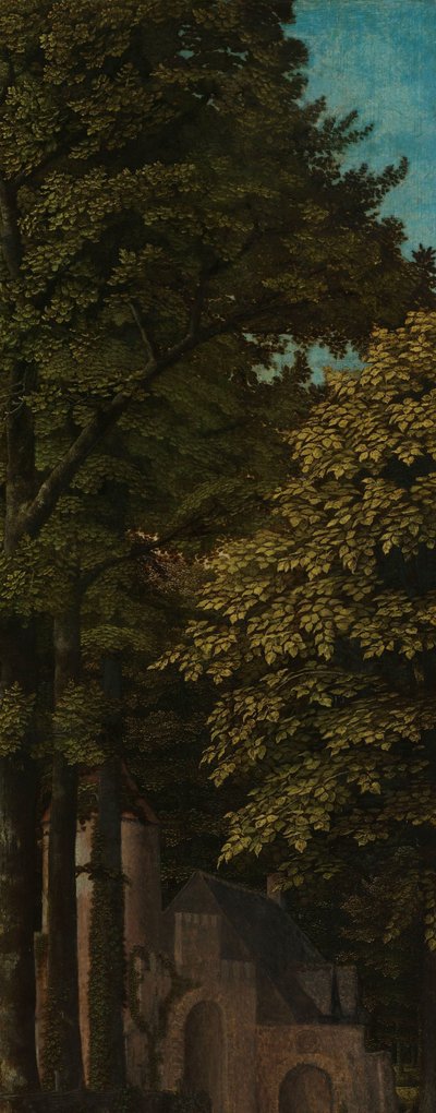 Udsigt i en skov, ydre venstre fløj af en triptykon af Gerard David