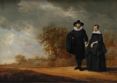 Borgmester Cornelis Damasz. van der Gracht og hans kone, Jopken Jacobs, i et landskab af Gerard Donck