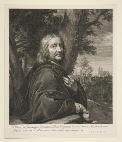 Philippe de Champaigne stående i et landskab af Gérard Edelinck