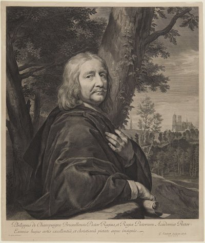Selvportræt af Philippe de Champaigne     (Robert-Dumesnil VII, 239, nr. 164, udgave II) af Gérard Edelinck