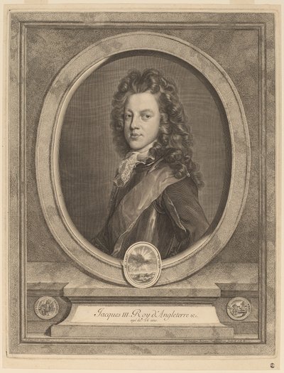James III, Prins af Wales af Gerard Edelinck after François de Troy