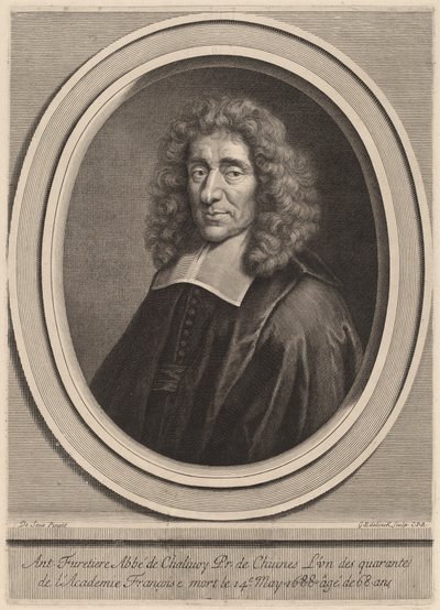 Antoine Furetière af Gerard Edelinck after Gilbert de Seve