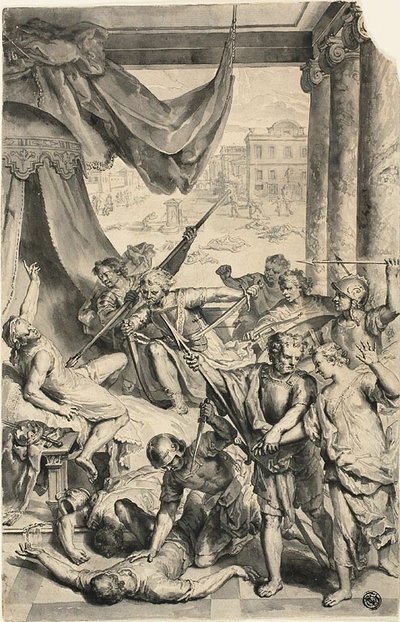 Studie til Simeon og Levi dræber sichemitterne, fra Figures de la Bible af Gerard Hoet I
