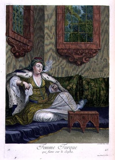Tyrkisk kvinde, der ryger på sofaen af Gerard Jean Baptiste Scotin