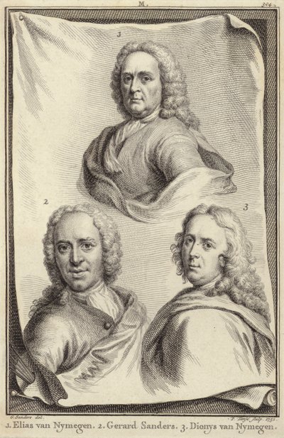 Portrætter af Elias van Nijmegen, Gerard Sanders og Dionys van Nijmegen af Gerard Sanders