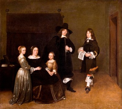 ""Portrait de famille"" (Portræt af en familie) Maleri af Gerard Ter Borch (eller Terburg) den yngre (1617-1681) - 1656 - Olie på lærred Dim 78x86,5 cm Hallwylska Museet, Stockholm af Gerard ter Borch