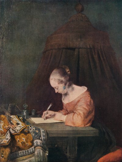Kvinde, der skriver et brev, c1655, 1938 af Gerard Terborch II