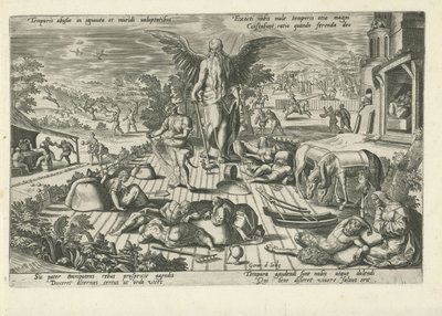Fars tid midt i scener med dårlig opførsel Temporis abusus in ignauta et muridi uoluptatibus (...) (titel på objektet) Moralizing Allegories of Time (serietitel) af Gerard de Jode