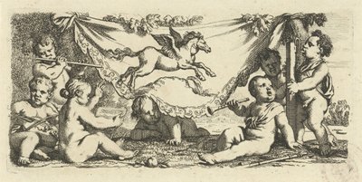 Putti laver musik med Pegasus af Gerard de Lairesse