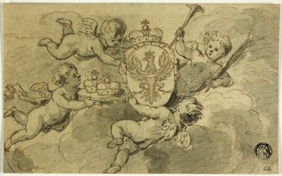 Putti og våbenskjold af Gerard de Lairesse