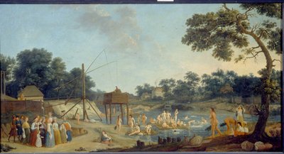 Udsigt over Serebryanicheskaya-badehusene i Moskva, olie på lærred af Gerard de la Barthe - Statens russiske museum, Skt. Petersborg af Gerard de la Barthe