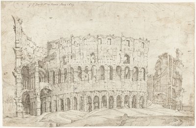 Udvendigt af ruinerne af Colosseum, Rom af Gerard ter Borch