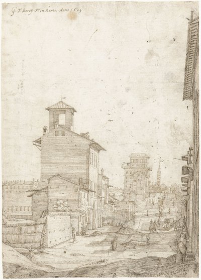 Udsigt over Via Panisperna til Santa Maria Maggiore, Rom af Gerard ter Borch