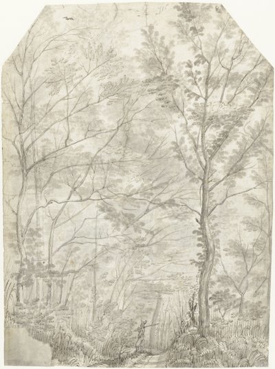 Skov af Villa Madama uden for Rom, med en jæger af Gerard ter Borch (I)