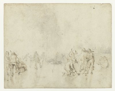 Is ansigt med kolbe spillere af Gerard ter Borch (II)