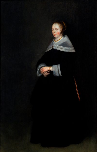 Dansk:  Dameportræt Portræt af en dame af Gerard ter Borch