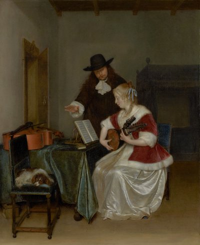 Musiktimen, ca. 1668 (olie på lærred) af Gerard ter Borch or Terborch