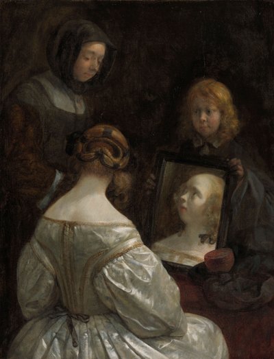 Kvinde ved et spejl, ca. 1652 af Gerard ter Borch