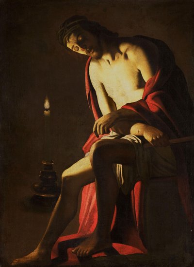 Kristus på den kolde sten af Gerard van Honthorst (copy after)