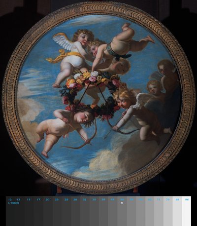 Putti med en blomsterkrans af Gerard van Honthorst (workshop of)
