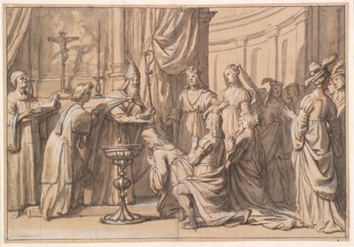 Harold Klak og hans familie er døbt i Mainz af Gerard van Honthorst