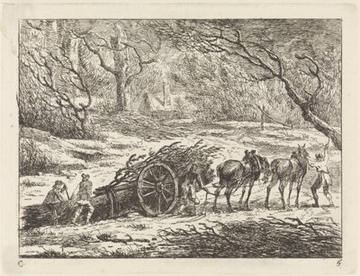 Landskab med en vogn trukket af to heste Landskaber (serie C) (serietitel) af Gerard van Nijmegen
