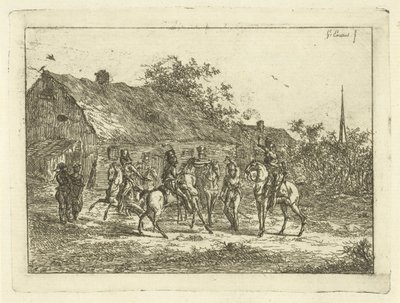 Kavaleri i en landsby Afskedsdrinken af Gerardus Emaus de Micault