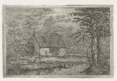 Par med hund i stald Skovfogedens lade i Haag af Gerardus Emaus de Micault