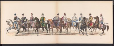 Masquerade of the Leiden Students, 1870 (plade 10) Udklædt procession afholdt af medlemmerne af Leidens studentkorps den 7. juni 1870 til fejring af 295-året for Leidsche Hoogeschool, der skildrer et besøg i Leiden i af Gerardus Johannes Bos