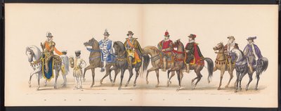 Masquerade of the Leiden Students, 1875 (plade 10) Maskerade afholdt af medlemmerne af Leidens studentkorps den 15. juni 1875 til fejring af 300-året for Leidsche Hoogeschool, forestillende Leidsche Hoogeschool, afbildet i af Gerardus Johannes Bos