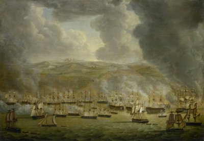 Angrebet af den kombinerede anglo-hollandske eskadron på Algier, 1816 af Gerardus Laurentius Keultjes