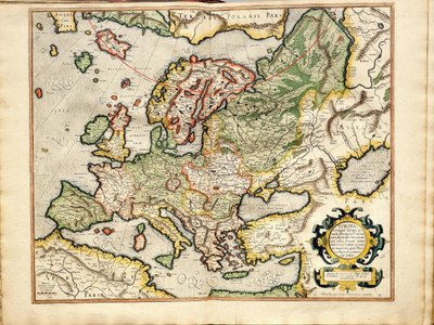 Atlas eller kosmografiske meditationer om verden og fremstillede Fugura Europa: Livland, Rusland af Gerardus Mercator
