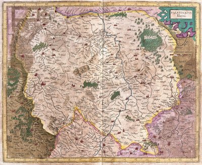 Bayerske region og floden Donau, Tyskland (gravering af Gerardus Mercator