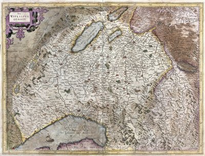 Nordøst for Genève, Schweiz (gravering af Gerardus Mercator