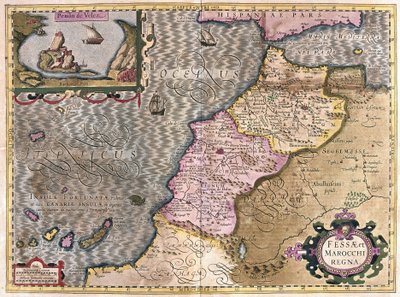 Nordvestafrika med De Kanariske Øer (gravering af Gerardus Mercator