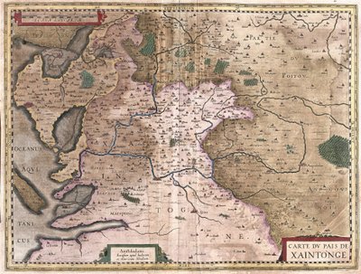 Saintonge med La Rochelle og Ile Oleron, Frankrig (gravering af Gerardus Mercator