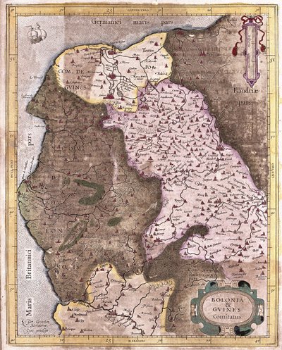 Kystlinjen fra Berck til Gravelines, Belgien (gravering af Gerardus Mercator