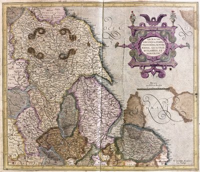 Yorkshire, Lincolnshire, Staffordshire, Nottinghamshire, Leicestershire, Rutland og Norfolf, Storbritannien af Gerardus Mercator