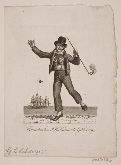 Dansende sømand med pibe af Gerhard Ludvig Lahde