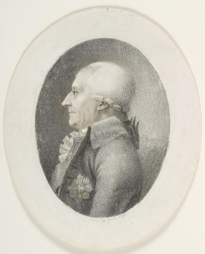 Portræt af A.P. Bernstorff, greve, statsminister (1735-1797). Brystbillede. Profil til venstre af Gerhard Ludvig Lahde