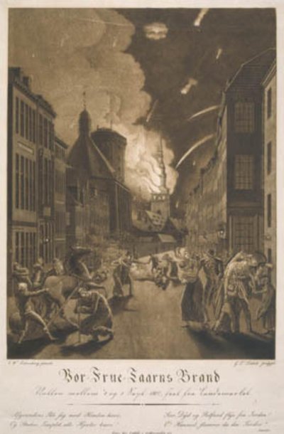 Ild fra tårnet i Vor Frue Kirke af Gerhard Ludvig Lahde