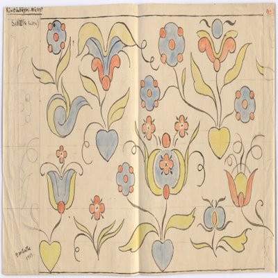 Oslo Kunstindustrimuseum: Sal I (mod gaden). Blad nr. 11 af Gerhard Munthe